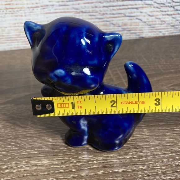 Vintage VAN BRIGGLE Pottery ARTS & CRAFTS Kitty Cat KITTEN Blue Figurine - Picture 8 of 8
